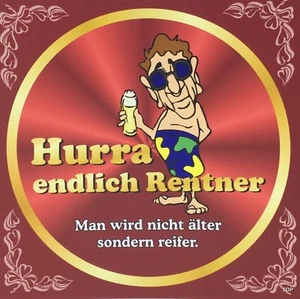 Aufkleber Flaschenetikett Hurra Rentner Spruch Bierflasche  - Bild 1 von 2