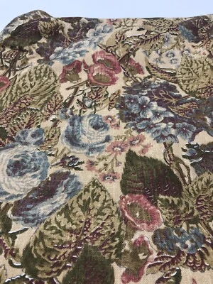 Decorador de tela Ralph Lauren peso azul tostado floral lino look 3 2/3 Y F6 Foto 1 de 4