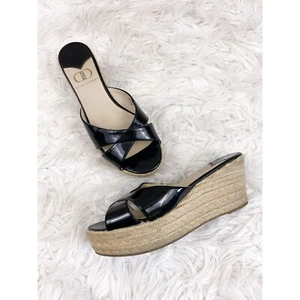 Kelsi Dagger Brooklyn Bianca Espadrille Keilabsatz Lackleder schwarz Sandalen 6 - Bild 1 von 6