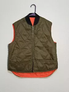 Vintage Towncraft JCPenney Hunting Vest Full Zip Orange Brown Green Quilted L - Picture 1 of 24