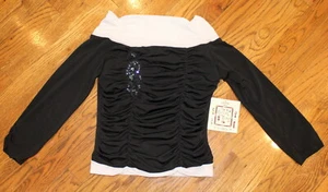 NWT Lipstik Lipstick Girls Sz 14 Black White long Sleeve Top - Picture 1 of 3
