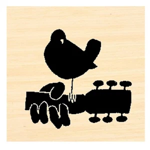 P123 Woodstock Peace Bird on Guitar Rubber Stamp - Picture 1 of 1
