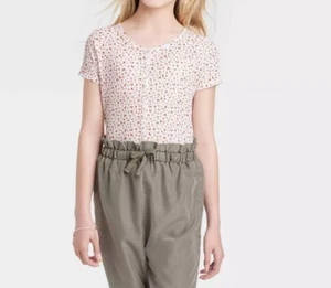 Art Class Girl's Short Sleeve Button Front Shirt White Floral Size XL - Picture 1 of 6