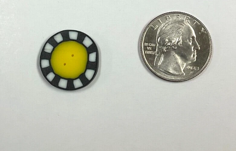 JUST ANOTHER BUTTON #KB1000M -BLACK/YELLOW- 2 HOLE - 7'8" H x 3/4" W - 7 BUTTONS - Image 1 of 1