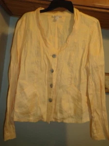 COLDWATER CREEK YELLOW LINEN BLEND BLAZER JACKET NEW SZ 10 - Picture 1 of 9