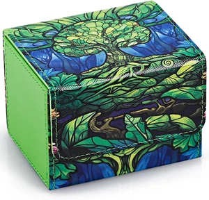 MTG Karten Deck Box - PU Leder Aufbewahrung für 120+ Sleeved Karten (Green Tree) - Bild 1 von 8