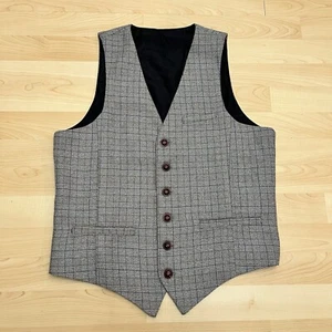 ZICAC Weste Vest Herren Small Grau Beige Kariert Freizeit Slim Fit 6 Knöpfe Neu - Bild 1 von 8