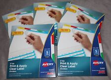 5 Sets Avery Clear Label File Index Makers Dividers 5 Tabs 11418 NEW 5 Pack Lot