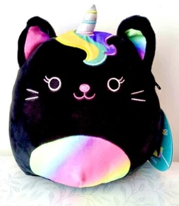Squishmallows Caylee Unicorn Kitty Cat Plush Toy Caticorn Rainbow Black Kellytoy - Picture 1 of 12