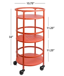 Mainstays Lockable Casters 32" Kitchen Storage Bar Cart Rolling 3-Tier Round - Picture 1 of 9