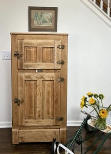 Antique Oak Wood Refrigerator Ice Box Chest Cabinet Smyth Company. - Picture 1 of 6