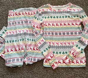 Gap Kids Christmas Pajamas Girls Size 12 EUC Reindeer Snowflakes Holiday Winter - Picture 1 of 10