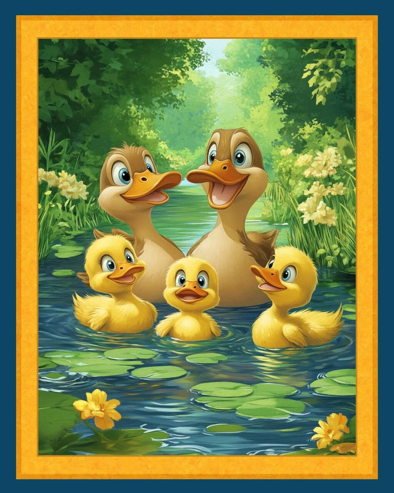 MARSHALL DRY GOODS Happy Quackers Digital Baby Quilt Panel 36" x 45"