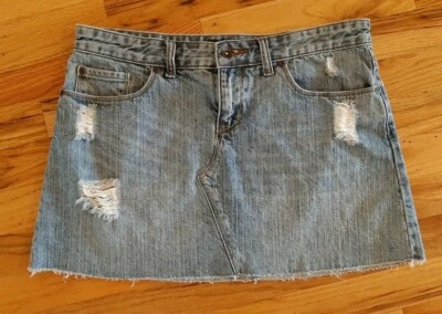 Revolt Jeans Women's Junior's Size 9 Jean Denim Short Skirt Distressed - Image 1 of 3
