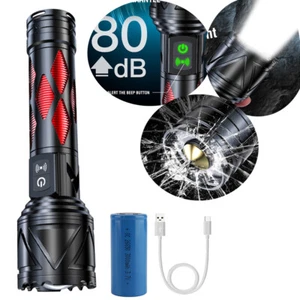 Zoom Tactical Laser LED Flashlight Torch Rechargeable Light Alarm Safety Lamp - Picture 1 of 14