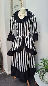 BNWT Dracula Clothing Black White Stripe Outfit Uk 10 Halloween Bettlejuice