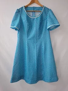 Blaues 70er Jahre Hemdblusenkleid Damen Mod Polyester Größe 20 - Bild 1 von 7