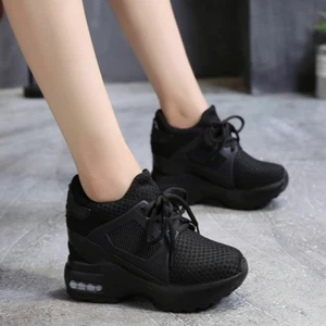 Womens Hidden Wedge High Heels Sports Platform Shoes Casual Breathable Sneakers - Picture 1 of 14