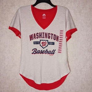 Majestic Washington Nationals T Shirt Womans Size Small Short Sleeve MLB New - Picture 1 of 7