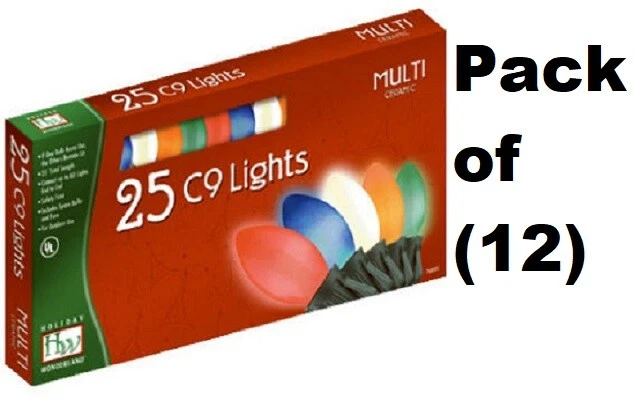 12 Holiday Wonderland 925-88 25 Count Multi Transparent C9 Christmas Light Sets