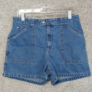 Pantalones Cortos Tommy Hilfiger Para Mujer Talla 12 Azul Denim Tiro Alto Jean Bolsillos Carpintero - Imagen 1 de 9