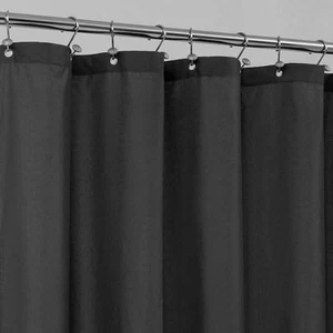 54 in. W x 78 in. L Waterproof Fabric Shower Curtain in Black - Picture 1 of 6