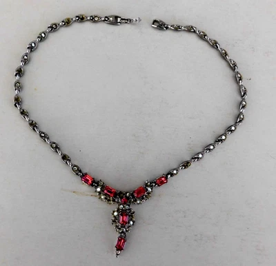 Collar Vintage Estrás y Piedras Rosas, Años 50, Estampado GOF Foto 1 de 3