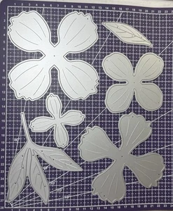 Jumbo PEONY Flower & Leaves 13cm, 6” Metal Cutting Dies 6 Pieces Card Scrapbook - Picture 1 of 5