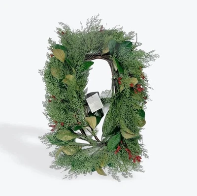 12' Faux Cedar & Magnolia Leaf with Winterberries Christmas Garland - Hearth & H - Image 1 of 4