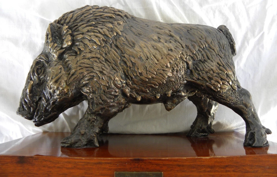 Antonio LIGABUE (Zurigo 1899 – Gualtieri 1965) Cinghiale Scultura in bronzo - Immagine 1 di 4