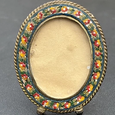 MARCO DE BRONCE MICRO MOSAICO FLORES HECHO EN ITALIA Foto 1 de 4