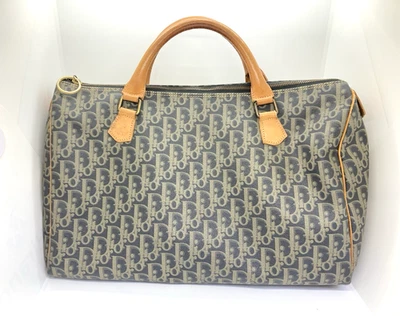 Bolso de mano usado Dior Trotter Boston vintage de cuero PVC azul marino mujeres hombres 27859 Foto 1 de 4