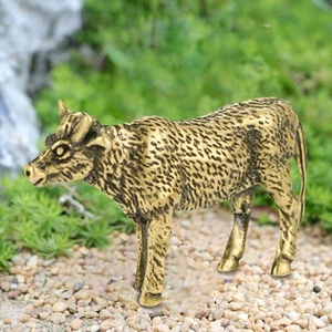 Brass Cow Figurine Tiger Sculpture Birthday Gift Lifelike Miniatures Handcrafts - Picture 1 of 5