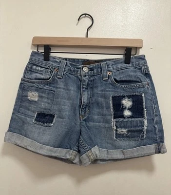 Pantalones Cortos Denim Fossil Genuinos Tiro Medio Bolsillos Desgastados Dobladillo Puños Talla 28 Foto 1 de 4