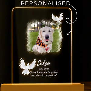 Personalised Pet Memorial Light Up Frame | Custom Dog Cat Photo Text Plaque Gift - Picture 1 of 7