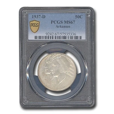 1937-D Arkansas Centennial Commemorative Half Dollar MS-67 PCGS - Image 1 of 3