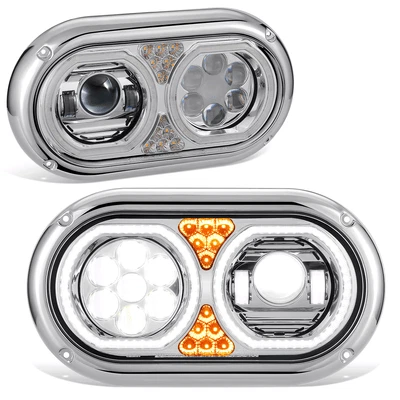 Faro de lente transparente carcasa cromada proyector halo LED Peterbilt 359 Fit 67-87 Foto 1 de 4