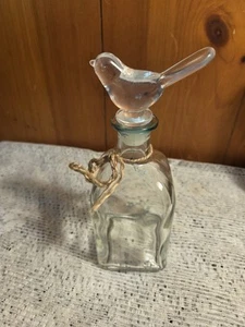 Antique Apothecary Bottle + RARE Bird-Shaped Stopper 7.5"H x4"W Clear - Picture 1 of 5