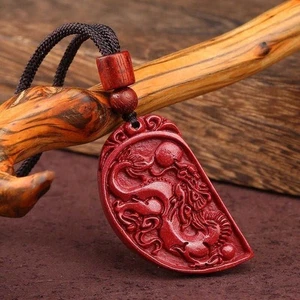 Certificado Natural Cinabrio Oro Púrpura Arena Dragón y Fénix Colgante Parejas - Imagen 1 de 6