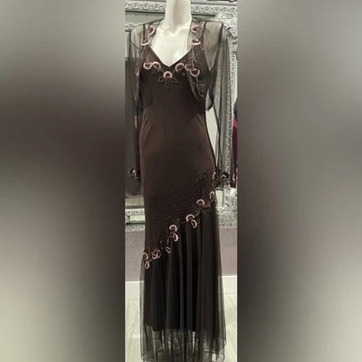 Винтажное шелковое платье и куртка Xscape Joanna Chen 90-е Y2K с бисером - Изображение 1 из 4