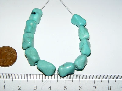 10 Stück Türkis Stein Perlen Nugget gebohrt schön geschliffen 12 cm (#21) - Bild 1 von 3