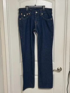 Pantalones de mezclilla True Religion World Tour azul pierna recta con solapas para hombre 31x33 - Imagen 1 de 12