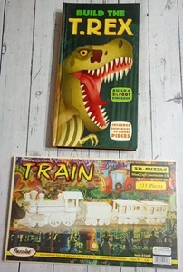 Build the T. Rex Book & build a 2.5 foot dinosaur model, Train 3D Wooden Puzzle  - Picture 1 of 10