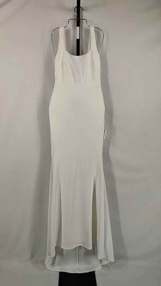 Maxi Vestido Lulus Mujeres Loving Fate Blanco Lazo Cuello Cuadrado Sin Espalda S Foto 1 de 2