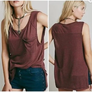 We The Free People Oversized Tank Size Small Brick Stripe Weekend Warrior - Picture 1 of 13