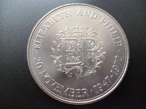 1972 CROWN COIN ISSUED TO COMMEMORATE  SILVER WEDDING OF ELIZABETH AND PHILIP Cover
