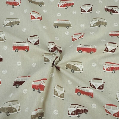 Stoff Meterware VW Bus Bully T1 Deko Vorhang Tischdecke - Bild 1 von 4