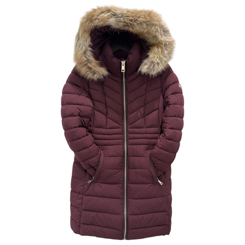 Cappotto donna Michael Kors pelliccia sintetica con cappuccio M424821QNR NUOVO CON ETICHETTA