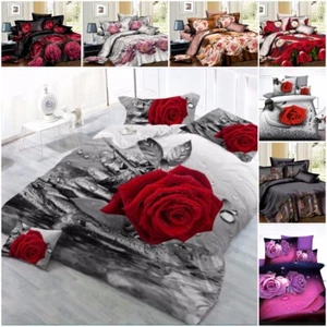 Juego de fundas de edredón 3D estampados de flores juegos de cama de Navidad fundas de almohada todos los tamaños - Imagen 1 de 14