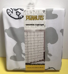 PEANUTS SNOOPY CHARACTER FABRIC SHOWER CURTAIN 70 X 72 White-Gray-Black NWT - Picture 1 of 3